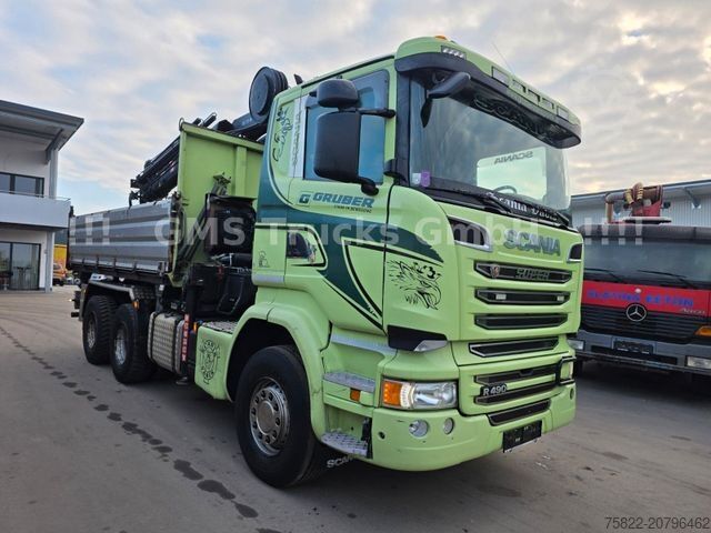 Driezijdige kipper SCANIA R490 / 6X4 / Blatt / 18m Hiab Kran