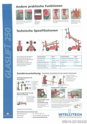 GlasLift250 Vákuumos üvegemelő gép Intellitech GlasLift250