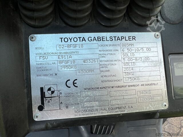 Montacargas de GLP Toyota 02-8 FGF 18