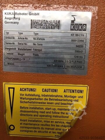 Palletiser til sække og bakker Meypack Kuka Kuka KR 180-2PA