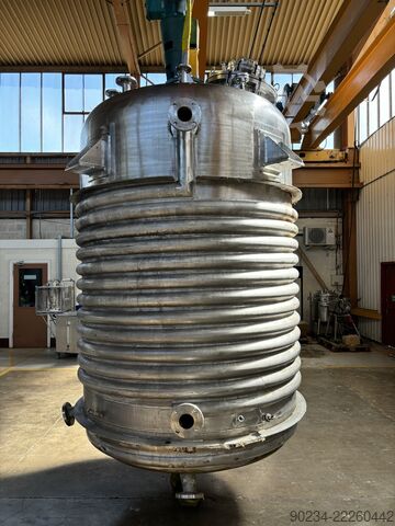 5.957 litros, 3 bar/vácuo total interno, 6 bar/vácuo total camisa, reator vertical em aço inoxidável FABRICATION TECHNOLOGY 5,957 Litre