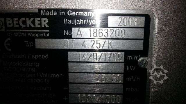 Compresor de paletas de bomba de presión de 25 m/h Becker DT 4.25 / K