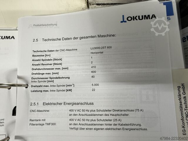 CNC strug OKUMA LU 3000 EX 2 SIMUL TURN