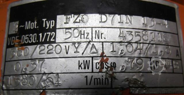 Tandwielmotor 0,37 kW 61 tpm Stephan Werke FZOD71N13-4