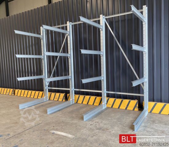 Cantilever rack ca. 4,02 lfm. Kragarmregal H: 300 cm T: 137 cm , 500 Kg/Arm , 4 Lagerebenen