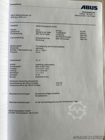 Jib crane Abus Säulendrehkran VS