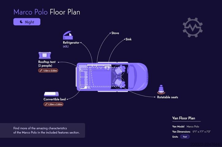 Przyczepa kempingowa/kamper Mercedes Marco Polo 2022 | Cambio automatico | Tetto a soffietto