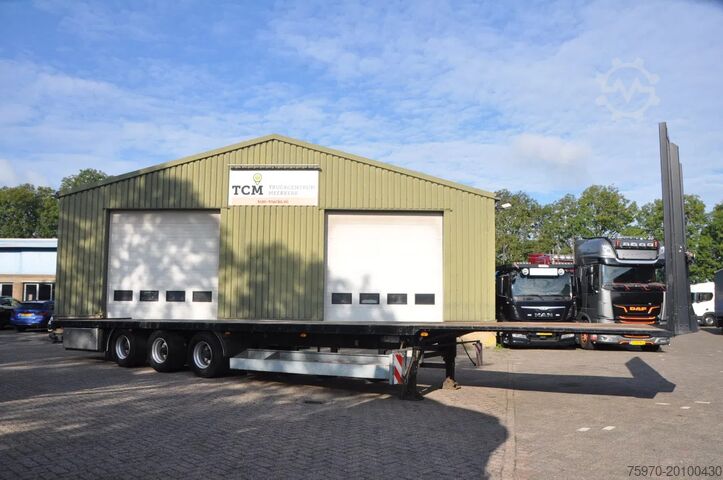 Platform aanhanger LAG 3x BPW PLATTE-TRAILER MET BREED BORDEN EN RONGEN