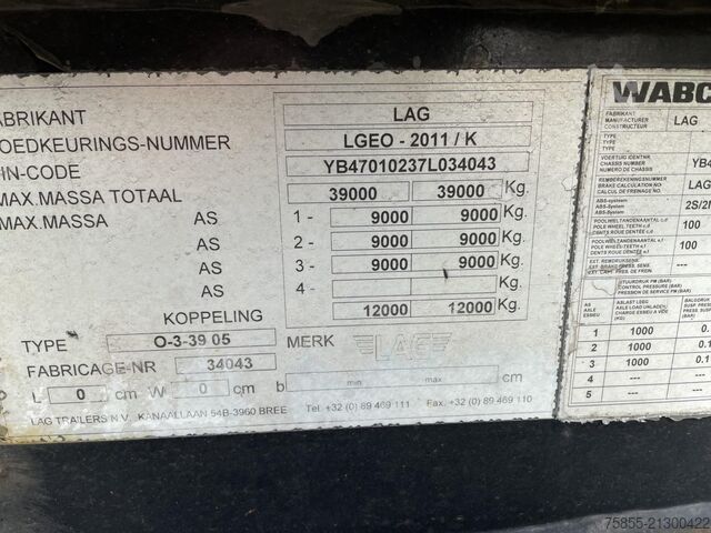 Transport kontenerowy LAG FT Tank / BPW Axles / Drumbrakes /...