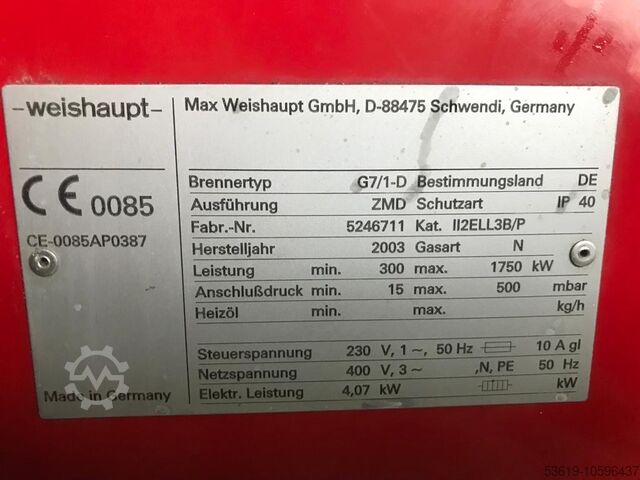 Brûleurs à gaz Weishaupt Weishaupt Monarch G7/1-D