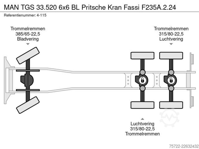 Lastplattform MAN TGS 33.520 6x6 BL Pritsche Kran Fassi F235A.2.24