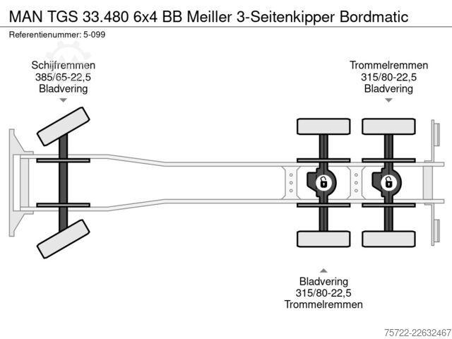 3-sidig tipp MAN TGS 33.480 6x4 BB Meiller 3-Seitenkipper Bordmatic