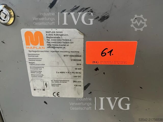 Gumová vstřikovací lis (22) MAPLAN MTF1500/250ed