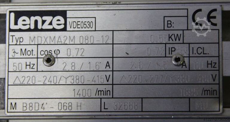 Gearmotor 0,55 kW, 109 omdr./min. Lenze MDXMA2M080-12