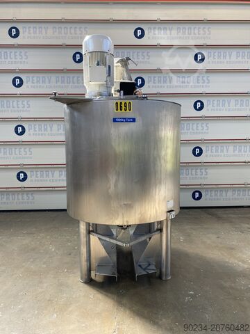 1,000 Litre Stainless Steel Vertical Jacketed Mixing Vessel. NETZSCH 1000 Litre
