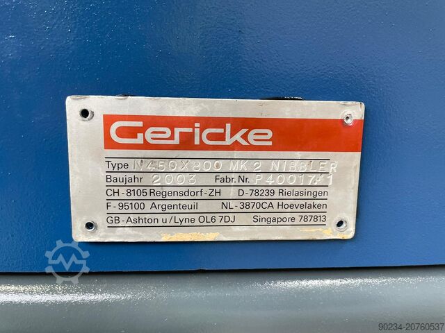 Gericke τύπου N450X800 MK2 Nibbler από ανοξείδωτο / ήπιο χάλυβα Gericke N450X800 MK2
