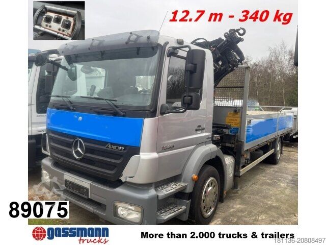 Camión de plataforma Mercedes-Benz Axor 1833 LL/NR , Atlas Terex Kran 75.2 - A5 L,