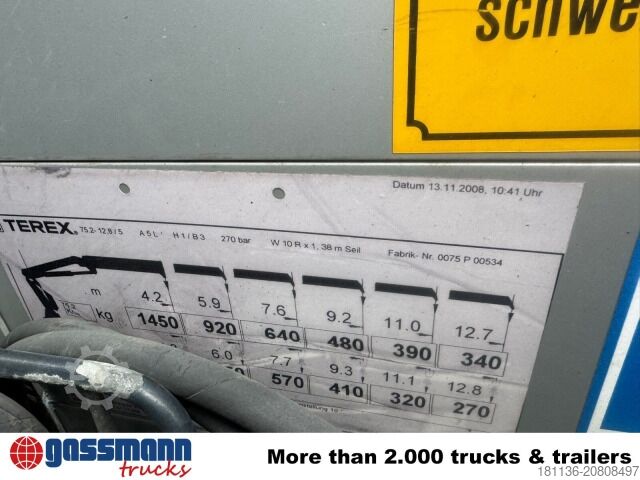 Camión de plataforma Mercedes-Benz Axor 1833 LL/NR , Atlas Terex Kran 75.2 - A5 L,