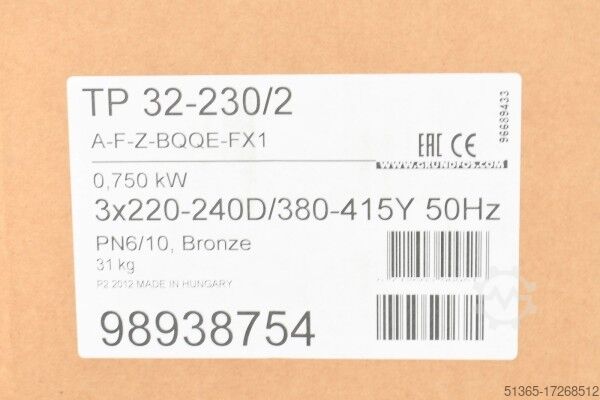Jednostupňové inline čerpadlo Grundfos 98938754