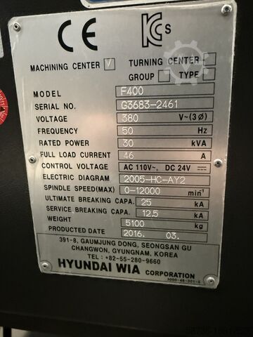 Cnc-bearbejdningscenter Hyundai Wia F400