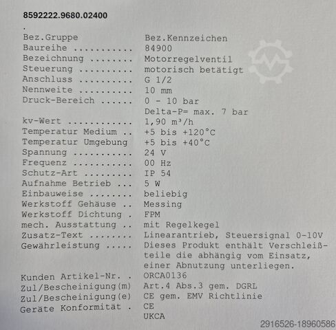 Motorregelklep / Buschjost IMI Norgren 84900