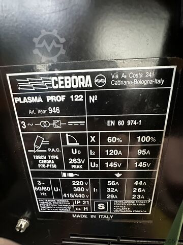 Plasmaskärverktyg CEBORA122 plasma prof 122