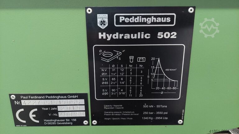 Hydraulický děrovací stroj PEDDINGHAUS Hydraulic 502