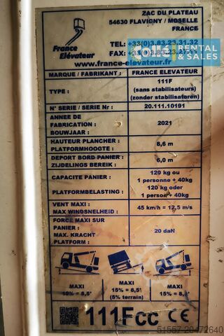 Samochód z podnośnikiem France Elevateur 111 FC | 2021