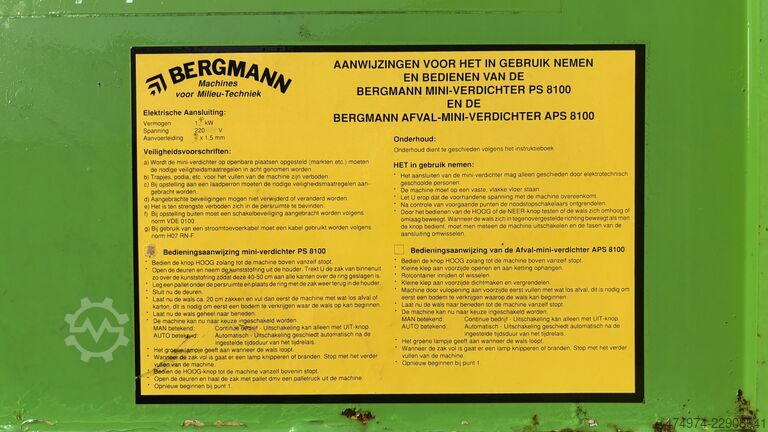 Presse à balles, presse à papier, presse à plastique, 220V Bergmann PS 8100-29