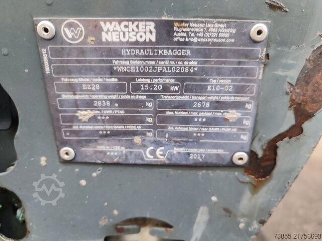 Minigraafmachine < 7t Wacker Neuson EZ28 with 3 excavator buckets
