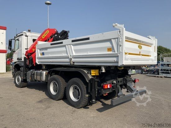 Autocamion basculant tridirecțional MERCEDES-BENZ AROCS 3351 AK 6X6  3-S-KIPPER BORDMATIK,  PALFINGERKRAN, NEU, MIETKAUF MGL
