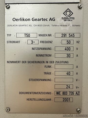Machine d'essai d'engrenages coniques Oerlikon T50