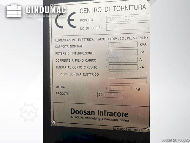 Horizontale draaimachine DOOSAN PUMA 2100MS