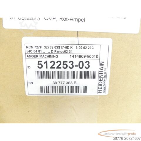 Heidenhain component Heidenhain RCN 727 F 32768 03S17-0D Id. 512 253-03 SN:39777383B - ! -