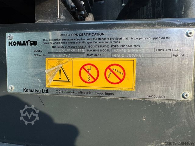 Utovarivač na točkovima KOMATSU WA 100M-8E0 Radlader 8 Ton - 3931 H - 0,75m³