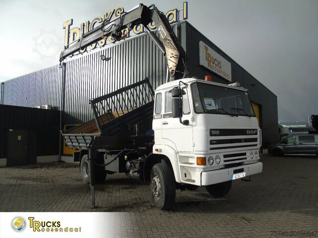 Vrachtwagen met kraan DAF 1900 + hiab 190 5x EXT + 3side tipper + 4x4 + W...