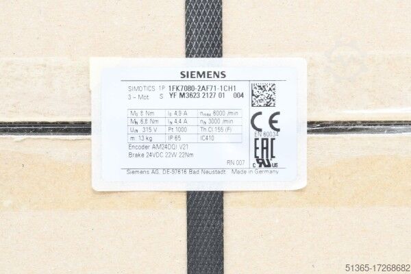 Motor síncrono Siemens 1FK7080-2AF71-1CH1