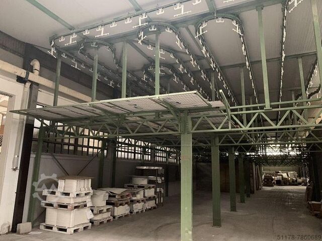 Linie de vopsire pe bază de apă pentru paturi de copii sau produse similare, de 865 metri liniari, r Conveyor, Sames e altri 