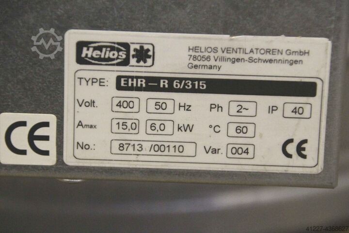 Electrical heating register Helios** EHR-R 6/315