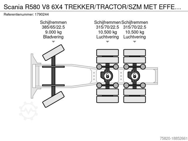 Standaard-SZM Scania R580 V8 6X4 TREKKER/TRACTOR/SZM MET EFFER 315/6...