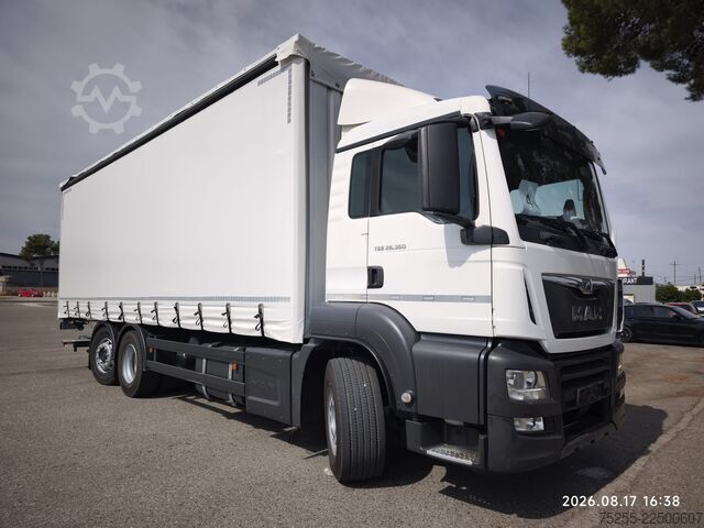Flatbed truck with tarp MAN 26.360 TGS 6X2 EURO 6