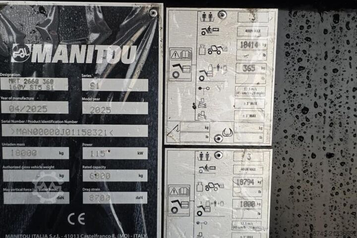 Teleskoplastare Manitou MRT2660 360 160Y ST5 S1 Valid inspection, *Guarant