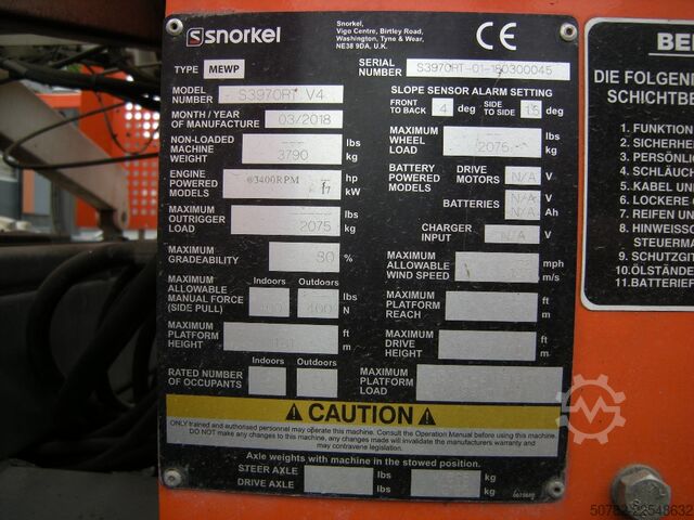 Ollós emelő Snorkel MEWP S3970RT V4