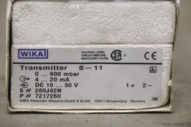 Druksensor 0 - 600 mbar WIKA Transmitter S-11