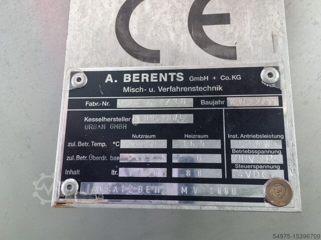 BECOMIX B1 MV1000 trykbeholder A. Berents GmbH 