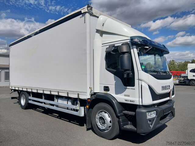 Tenteli düz yataklı kamyon Iveco EuroCargo ML 180 E 32/P  Gardine LBW