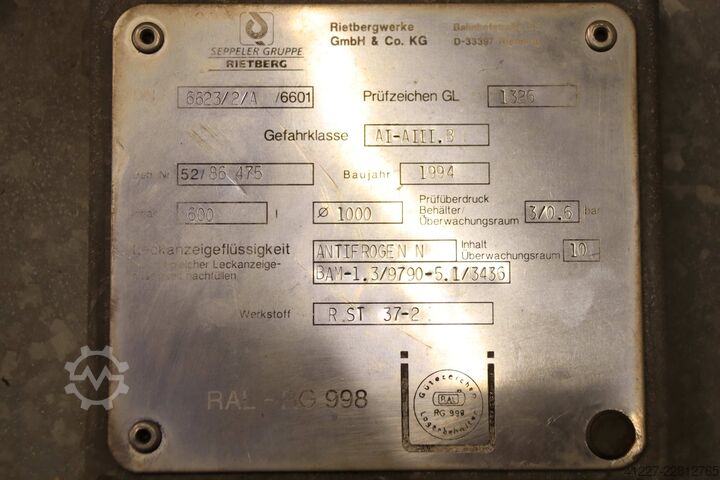 Tank-anlæg Rietberg Tankinhalt 600 l  DIN 6623/2/A