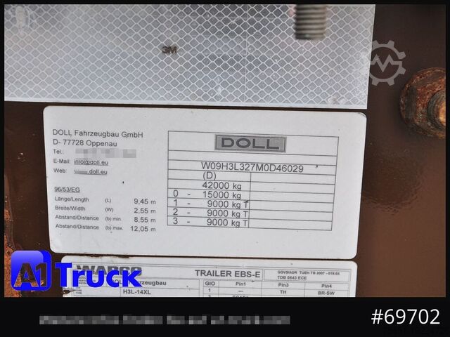 Semirremolque de troncos DOLL H3L-14XL Holz Tele, Lenkachse 280 tkm.