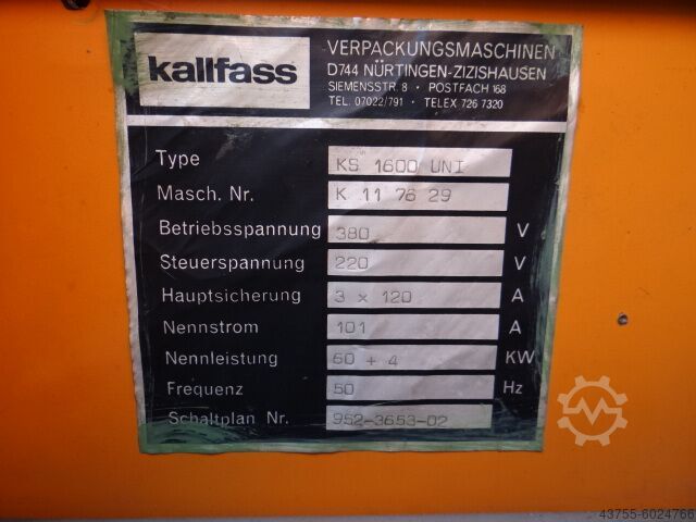 Large foil wrapping/schrinking line Kallfass MAT1606-KS1600 Uni
