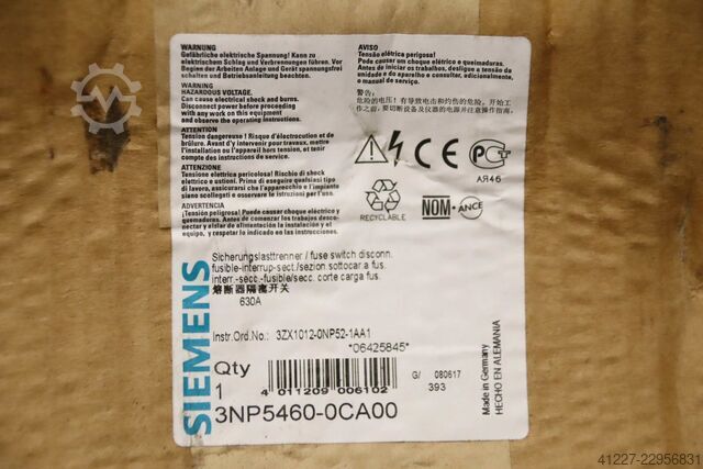 Διακόπτης απομόνωσης υπό φορτίο Siemens 3NP5460-0CA00  630A